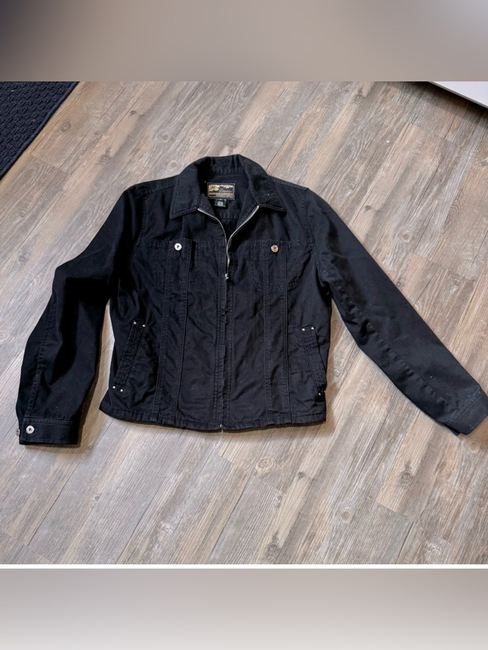 Vintage Lauren Ralph Lauren Black Denim Zip-Up Utility Jacket